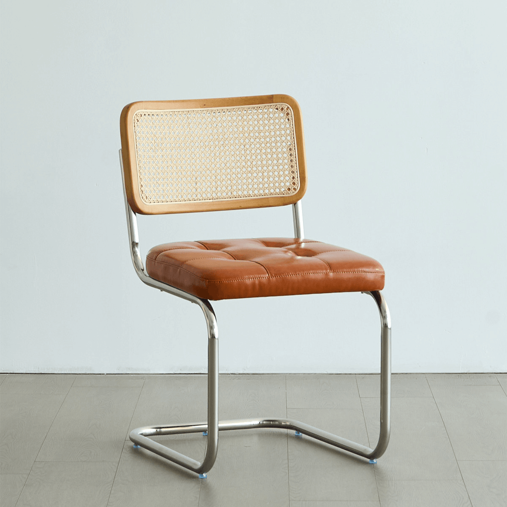 Oil Wax Leather Dining Chair with Ergonomic Curved Back