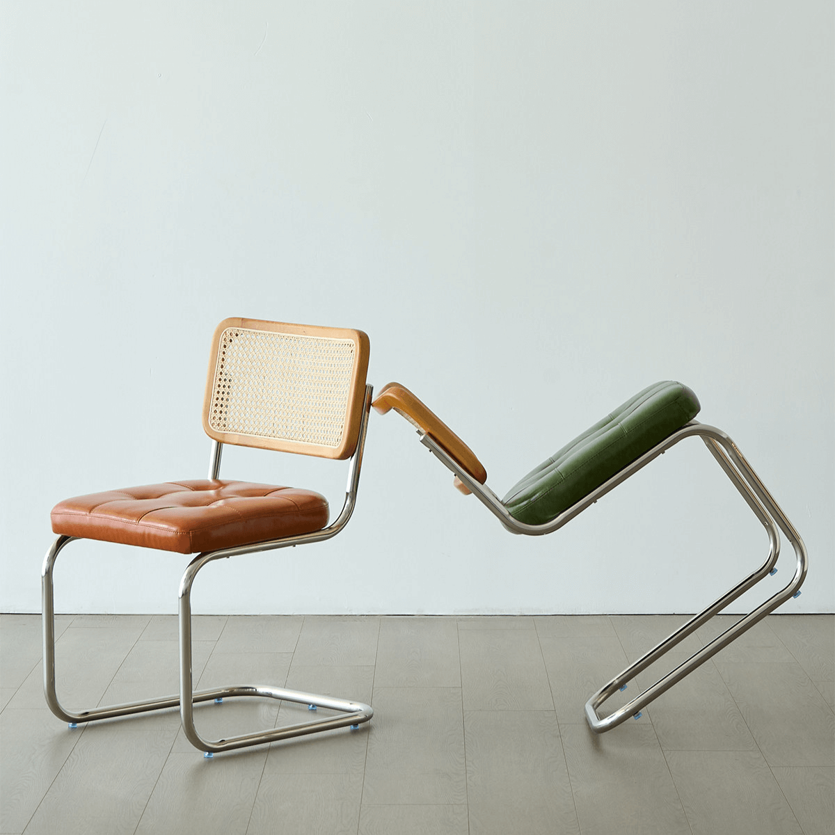 Oil Wax Leather Dining Chair with Ergonomic Curved Back