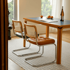 Oil Wax Leather Dining Chair with Ergonomic Curved Back