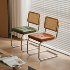 Oil Wax Leather Dining Chair with Ergonomic Curved Back Main Product Image