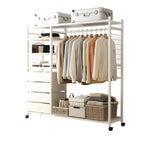 Open Metal Wardrobe Armoire With Shelves, Rod and Drawer Options