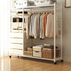 Open Metal Wardrobe Armoire With Shelves, Rod and Drawer Options