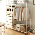 Open Metal Wardrobe Armoire With Shelves, Rod and Drawer Options