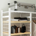 Open Metal Wardrobe Armoire With Shelves, Rod and Drawer Options