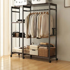 Open Metal Wardrobe Armoire With Shelves, Rod and Drawer Options