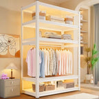 Open Steel Wardrobe System With Shelves for Airy Bedroom Storage