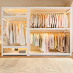 Open Steel Wardrobe System With Shelves for Airy Bedroom Storage