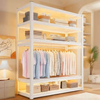 Open Steel Wardrobe System With Shelves for Airy Bedroom Storage