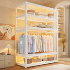 Open Steel Wardrobe System With Shelves for Airy Bedroom Storage