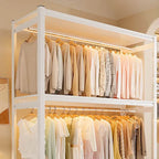 Open Steel Wardrobe System With Shelves for Airy Bedroom Storage
