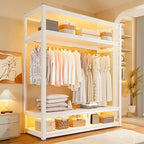 Open Steel Wardrobe System With Shelves for Airy Bedroom Storage