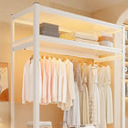 Open Steel Wardrobe System With Shelves for Airy Bedroom Storage