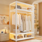 Open Steel Wardrobe System With Shelves for Airy Bedroom Storage