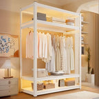 Open Steel Wardrobe System With Shelves for Airy Bedroom Storage