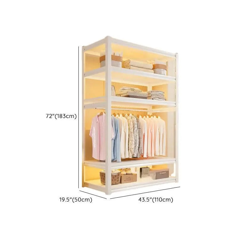 Open Steel Wardrobe System With Shelves for Airy Bedroom Storage Dimensions