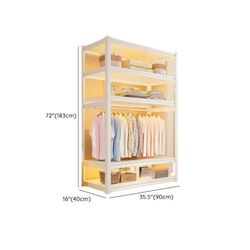 Open Steel Wardrobe System With Shelves for Airy Bedroom Storage Dimensions