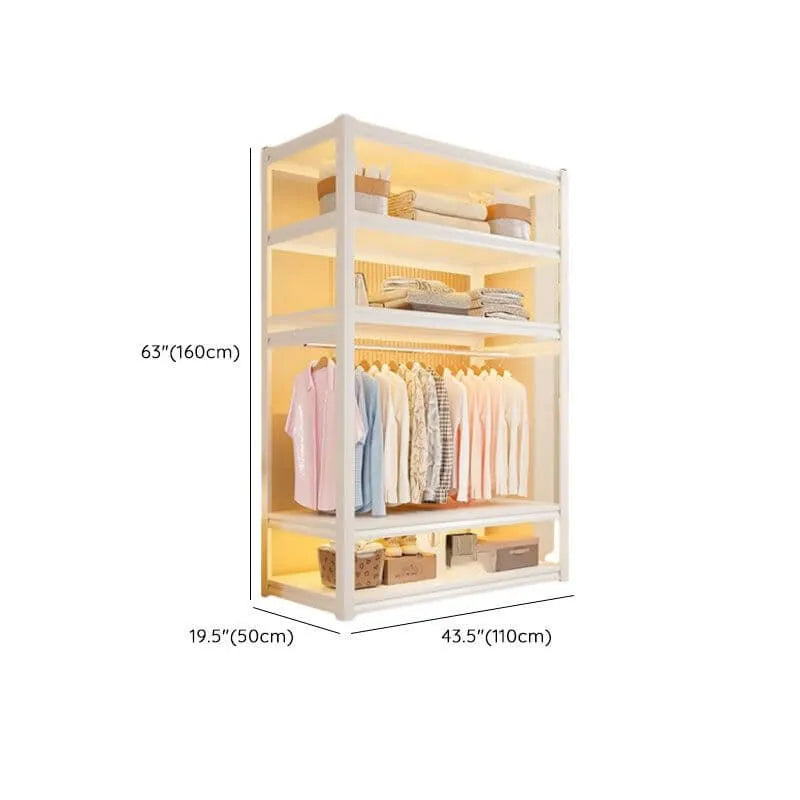 Open Steel Wardrobe System With Shelves for Airy Bedroom Storage Dimensions