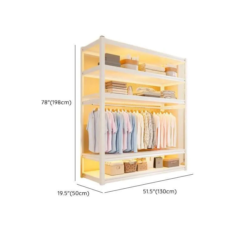 Open Steel Wardrobe System With Shelves for Airy Bedroom Storage Dimensions