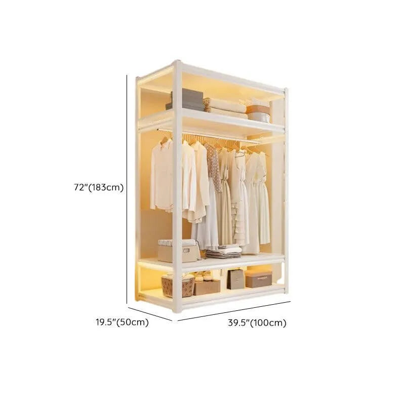 Open Steel Wardrobe System With Shelves for Airy Bedroom Storage Dimensions