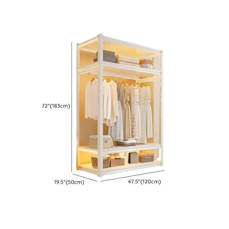 Open Steel Wardrobe System With Shelves for Airy Bedroom Storage Dimensions