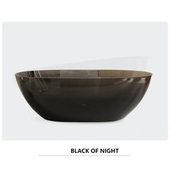 70 Inch Transparent Resin Soaker Modern Bathtub In Black, Floor-Standing Bathtub