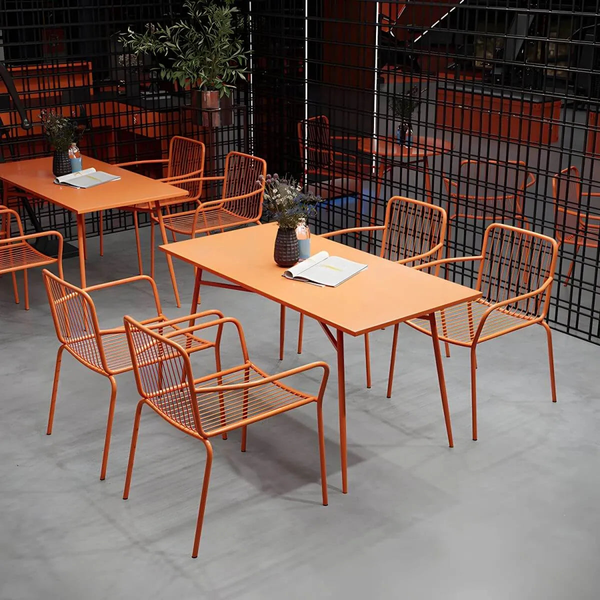 Orange Metal Modern Coffee Table – Square & Rectangular Outdoor Patio Tables