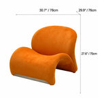 Orange Sculptural Suede Accent Armchair with Solid Wood Frame Dimensions