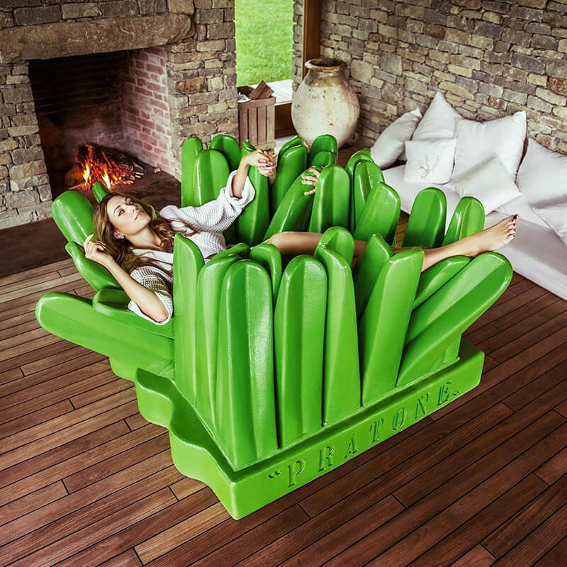 Organic-Form Pratone Accent Chair Featuring Memory-Rebound Green PU Surface Secondary image