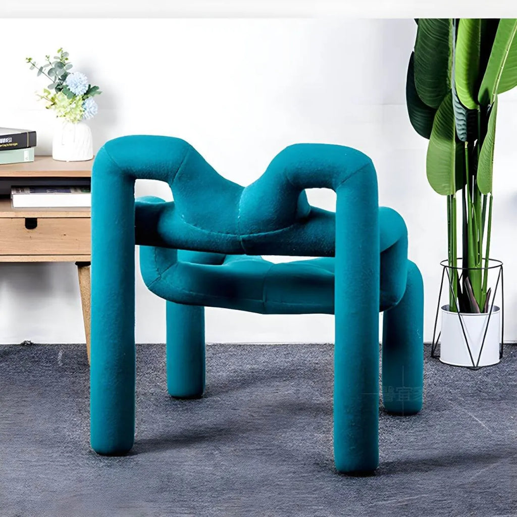 Organic Sculptural Accent Chair in Soft-Touch Upholstery