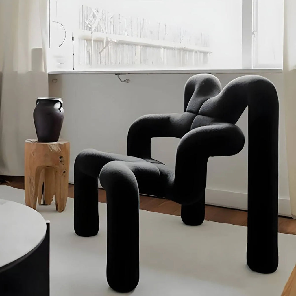 Organic Sculptural Accent Chair in Soft-Touch Upholstery