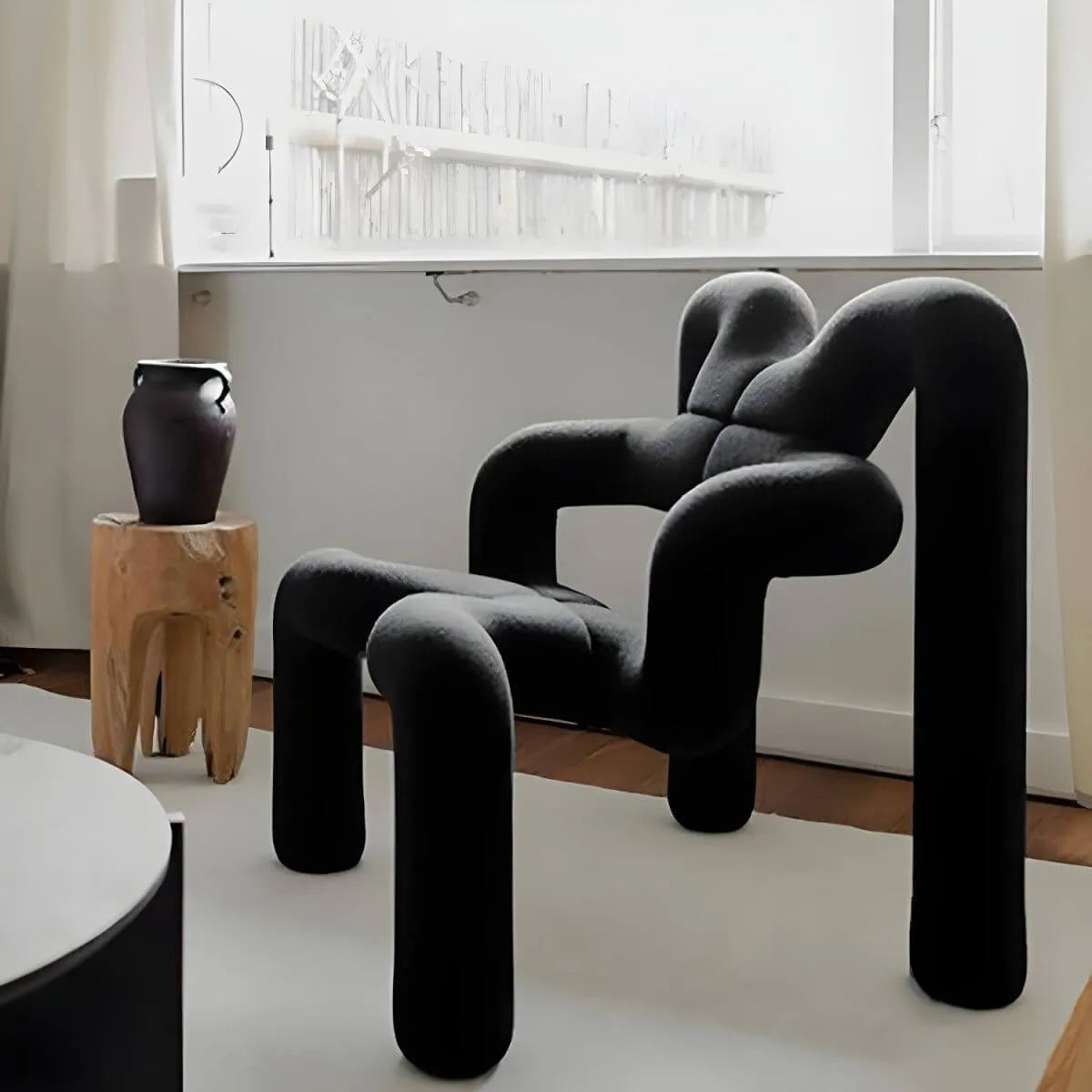 Organic Sculptural Accent Chair in Soft-Touch Upholstery