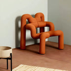 Organic Sculptural Accent Chair in Soft-Touch Upholstery