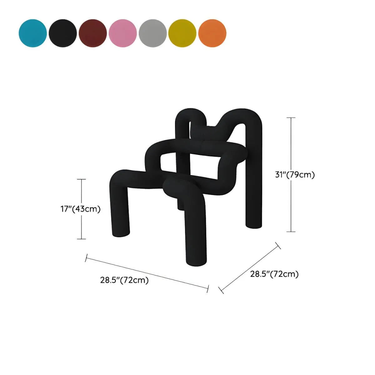 Organic Sculptural Accent Chair in Soft-Touch Upholstery Dimensions