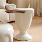 Organic-Shaped Fiberglass Coffee Table Collection – Minimalist Drum Base