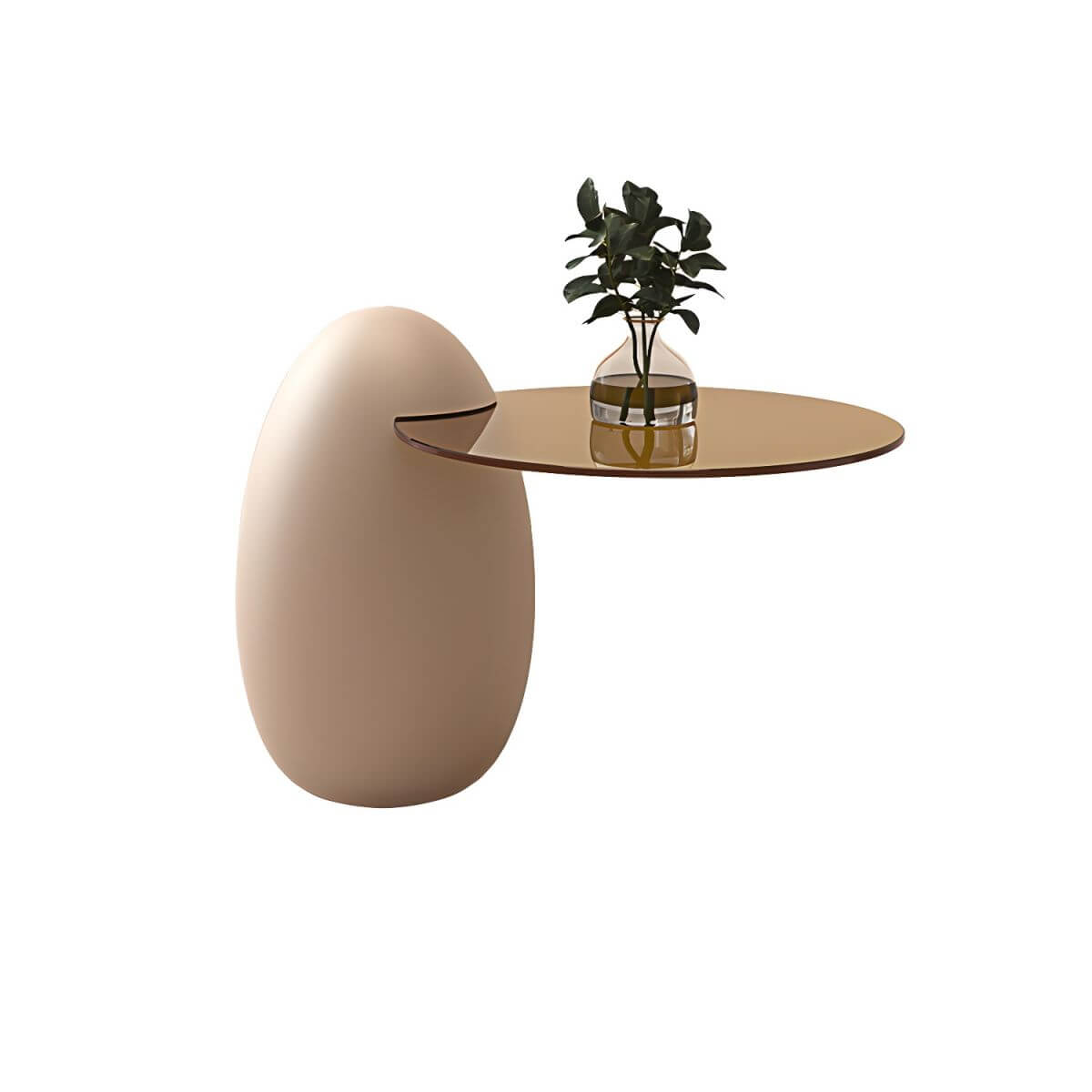 Organic-Shaped Fiberglass Coffee Table Collection – Minimalist Drum Base