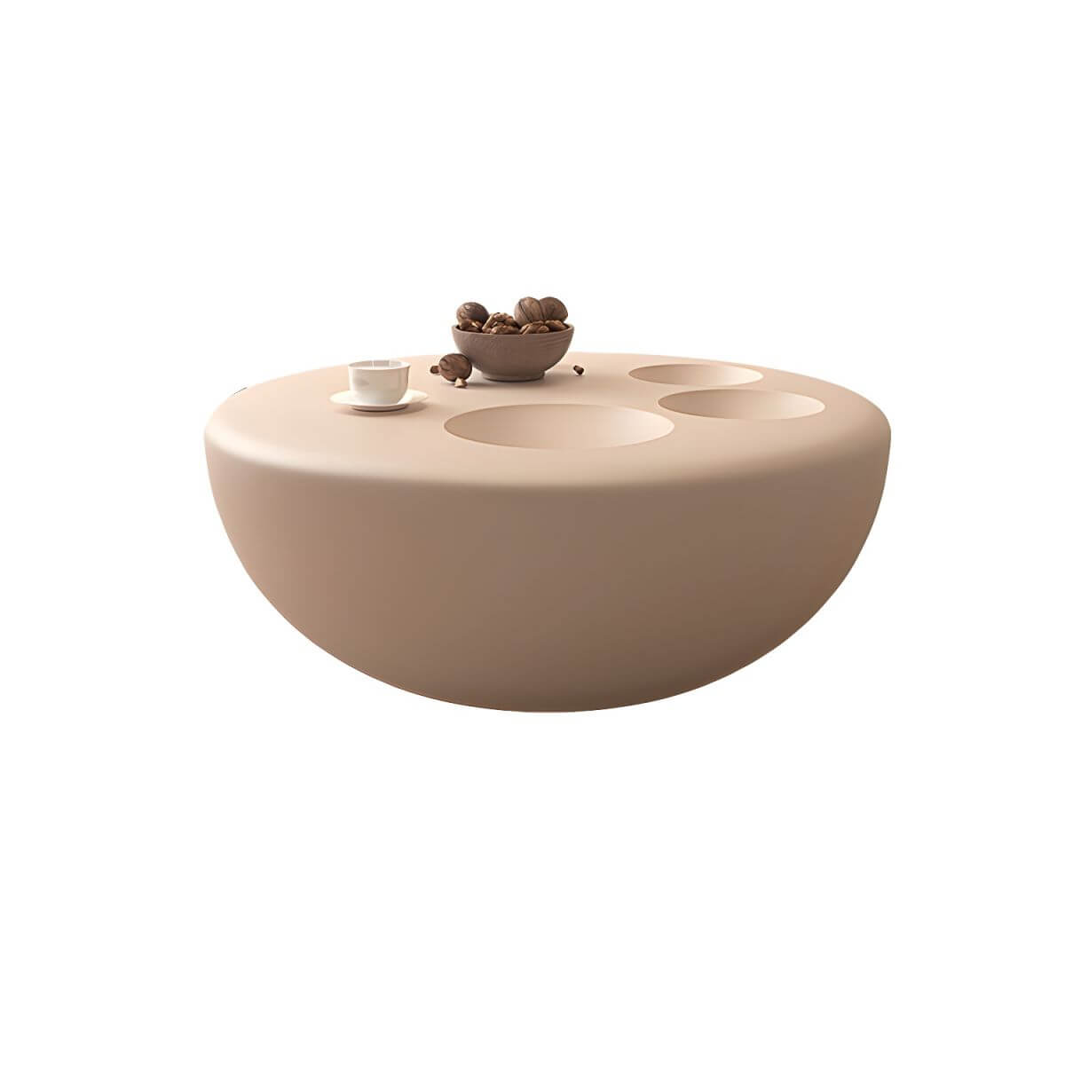 Organic-Shaped Fiberglass Coffee Table Collection – Minimalist Drum Base