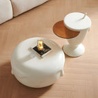 Organic-Shaped Fiberglass Coffee Table Collection – Minimalist Drum Base