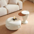 Organic-Shaped Fiberglass Coffee Table Collection – Minimalist Drum Base