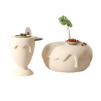 Organic-Shaped Fiberglass Coffee Table Collection – Minimalist Drum Base