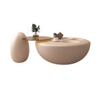 Organic-Shaped Fiberglass Coffee Table Collection – Minimalist Drum Base