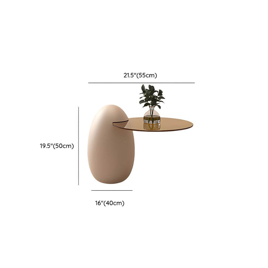 Organic-Shaped Fiberglass Coffee Table Collection – Minimalist Drum Base Dimensions