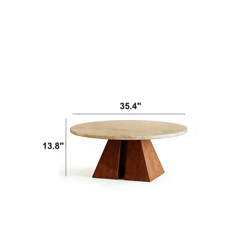 Organic Wabi-Sabi Coffee Table Crafted from Raw-Cut Travertine and Solid Wood