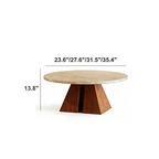 Organic Wabi-Sabi Coffee Table Crafted from Raw-Cut Travertine and Solid Wood Dimensions