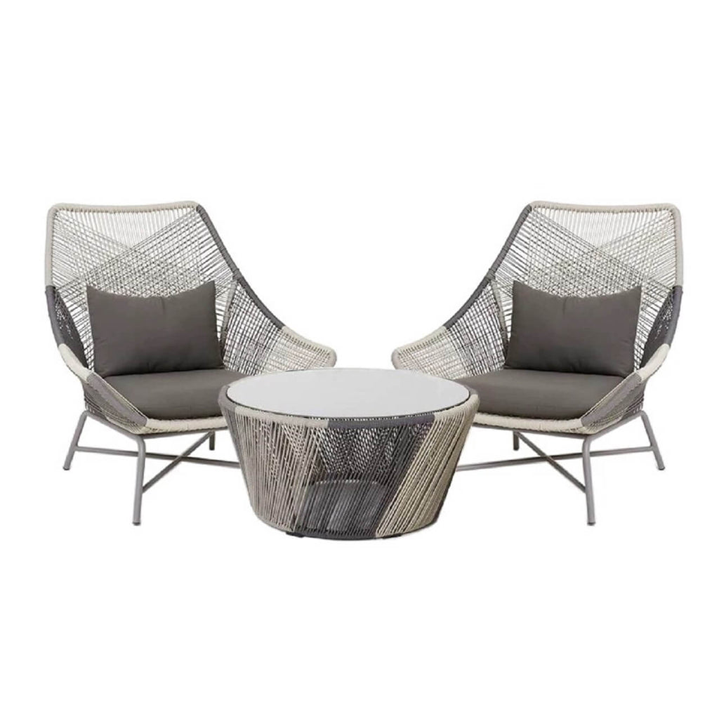 Outdoor PE rattan loveseat with metal legs and cushion pillows for patio seating