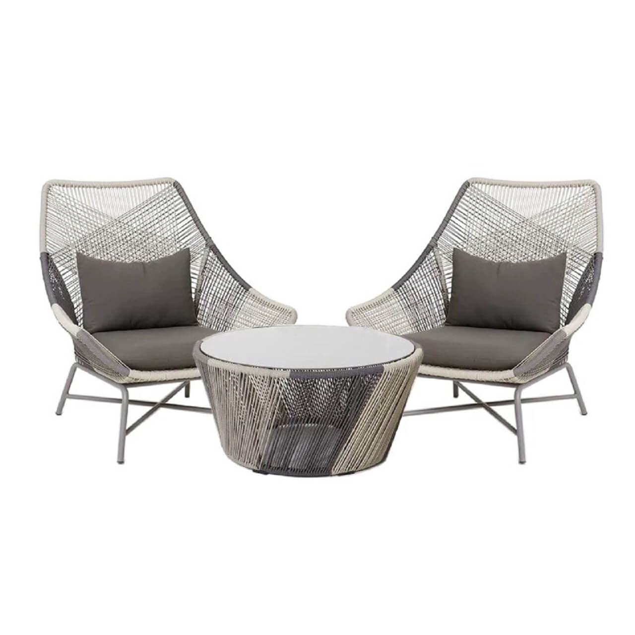 Outdoor PE rattan loveseat with metal legs and cushion pillows for patio seating
