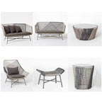 Outdoor PE rattan loveseat with metal legs and cushion pillows for patio seating