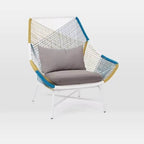 Outdoor PE rattan loveseat with metal legs and cushion pillows for patio seating
