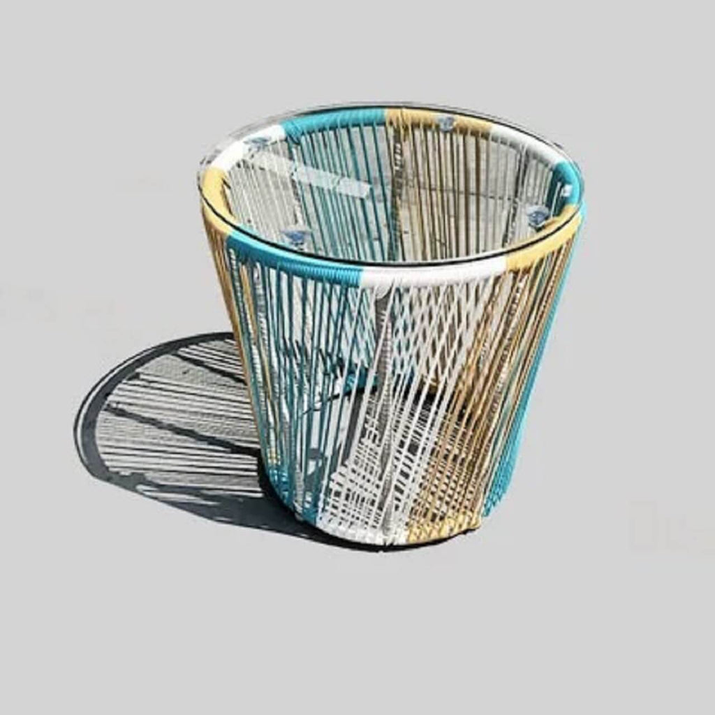 Outdoor PE rattan loveseat with metal legs and cushion pillows for patio seating