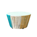 Outdoor PE rattan loveseat with metal legs and cushion pillows for patio seating