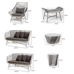 Outdoor PE Rattan Loveseat with Cushion Pillows Included Patio Sofa Metal Legs